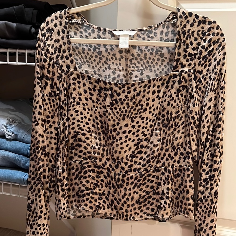 Animal print satin blouse